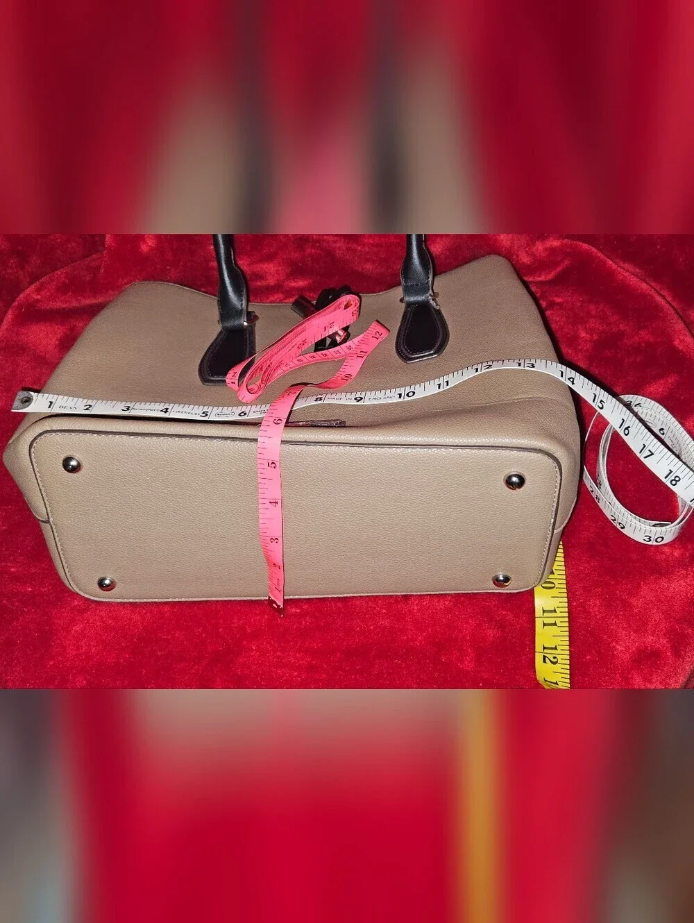 Andrienne Vittadini Timeless Treasures Collection Taupe & Black Satchel Handbag
